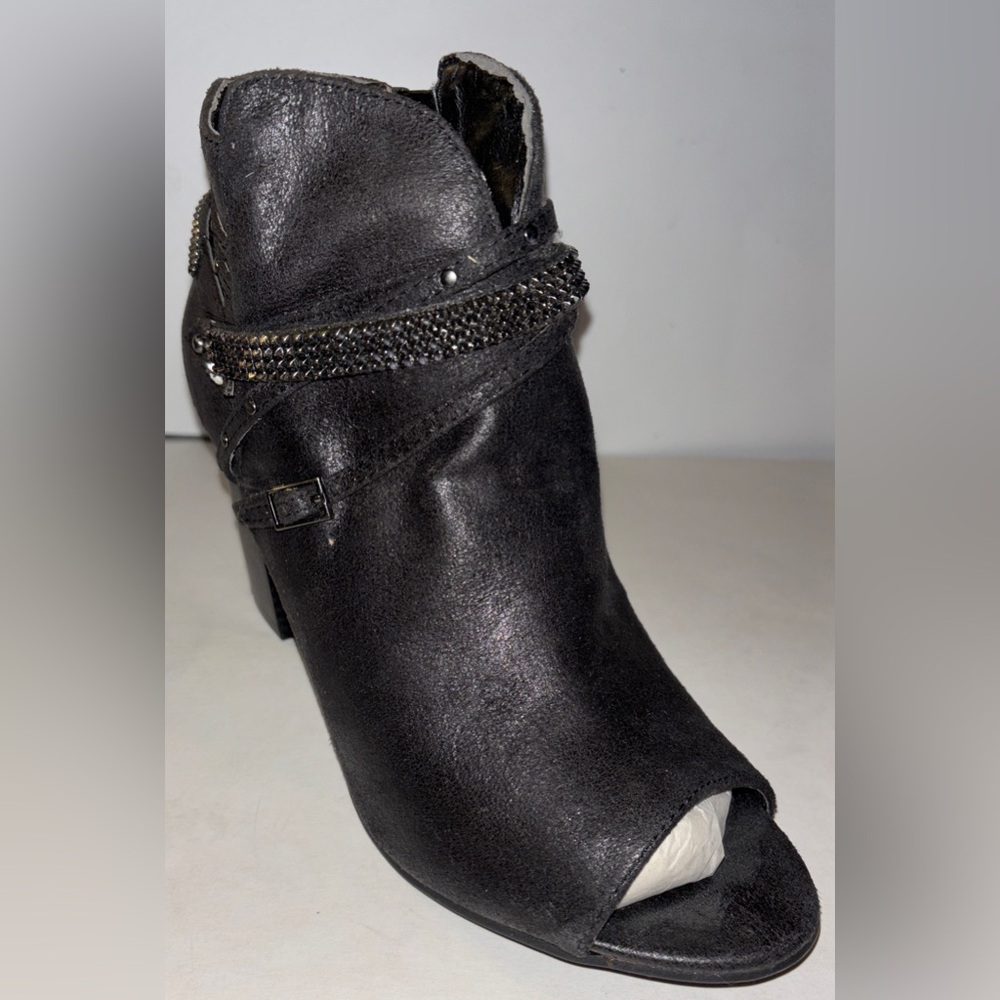 Rampage Women's Meera Peep Toe Rhinestone Glitz Buckle Strap Ankle Bootie 7 1/2M